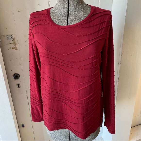 Simply Vera Wang Maroon Textured Wave Top XL - Picture 3 of 9